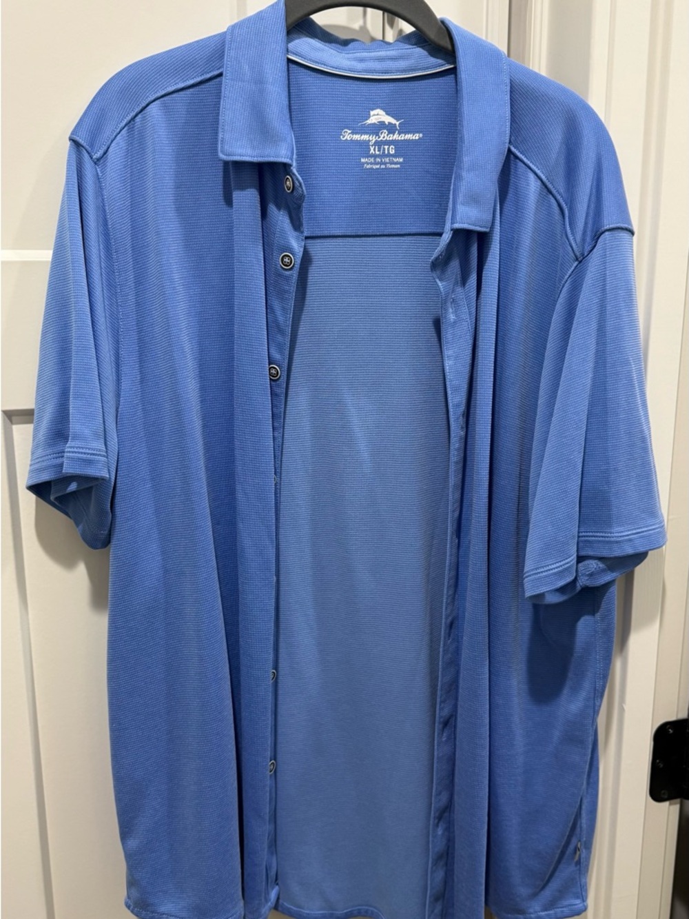 Tommy Bahama Men's Light Blue Short-Sleeve Button Polo Shirt